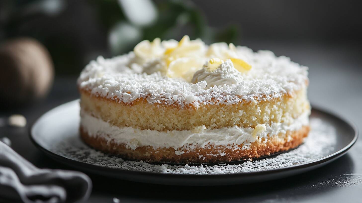 Single-layer-summer-coconut-cake-topped-with-coconut-and-lemon-cream Home