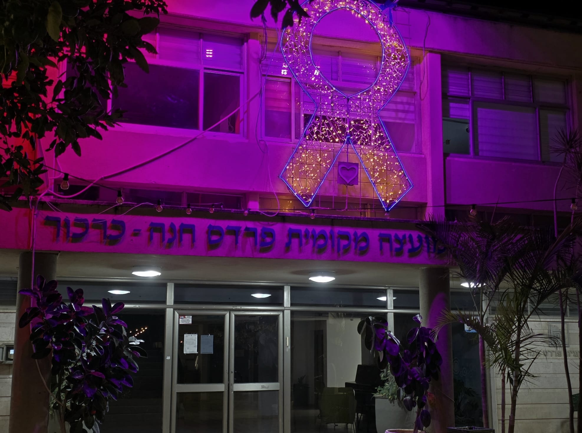 Pardes Hanna Karkur is painted purple to mark the International Day for the Advancement of the Rights of Persons with Disabilities