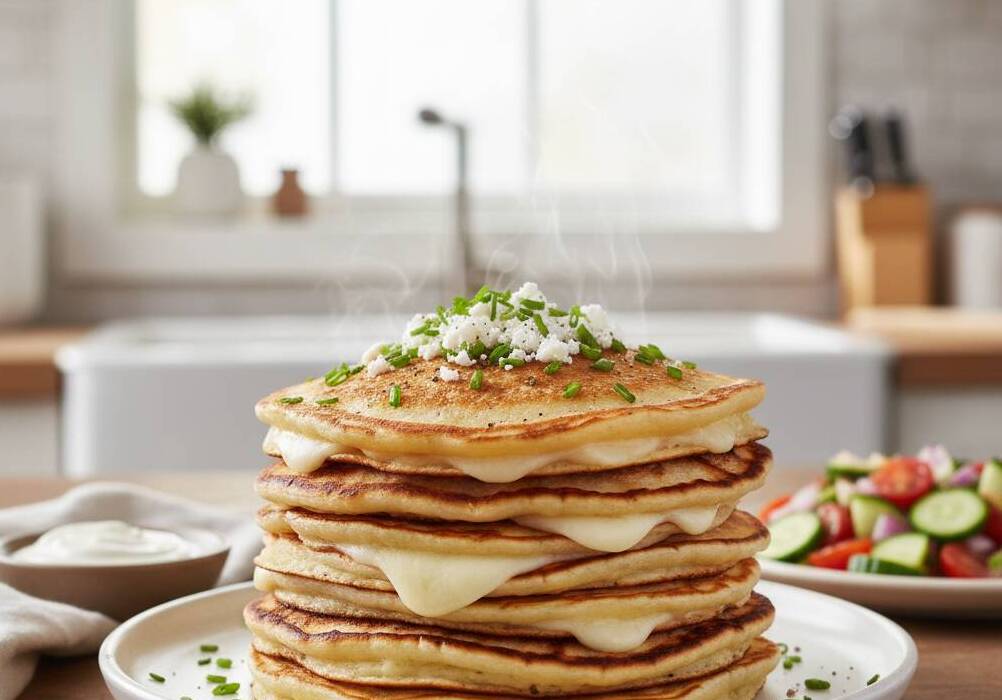 פנקייק מלוח וגבינות: הביס הכי מנחם שתכינו היום