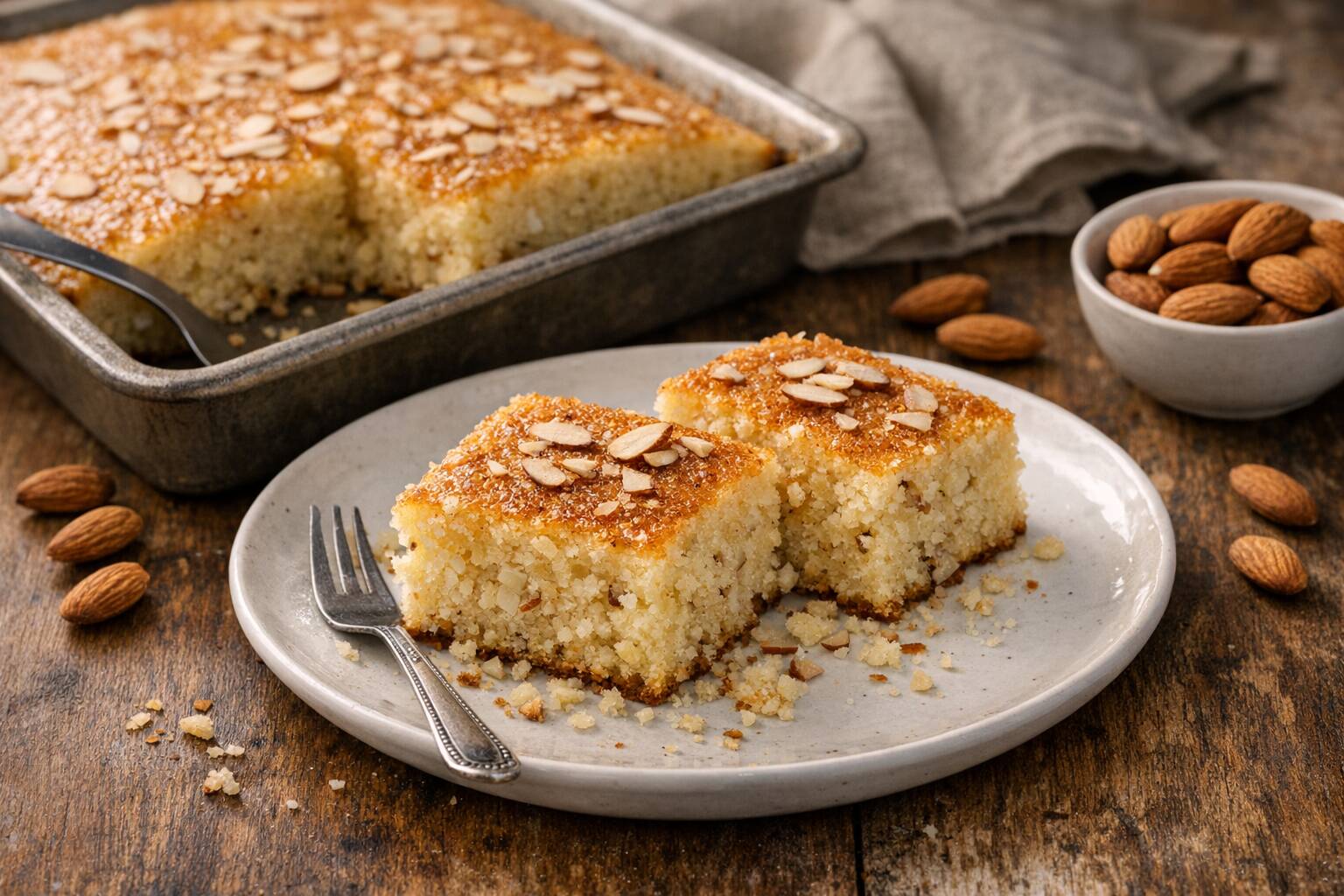 עוגת סולת עם שקדים